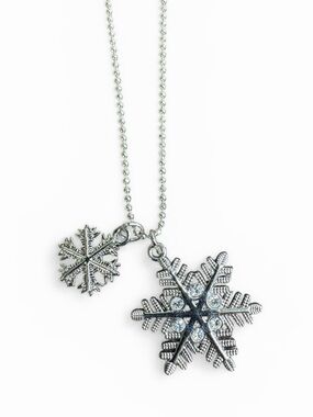 Silver Snowflake Pendant Necklace - Sparkling Crystal Accents